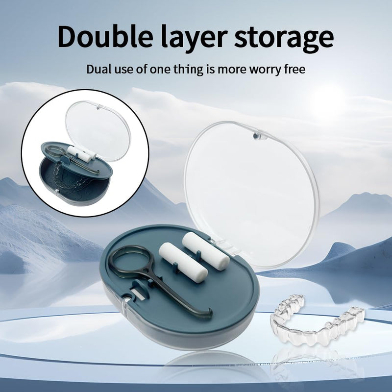 [Australia] - 2PCS Double-Layer Retainer Case with 2 Belt Chewing and 1 Removal Tool, Built in Mirror Orthodontic Travel Denture Case, Convenient Mouth Guard Case 2PCS Pink 