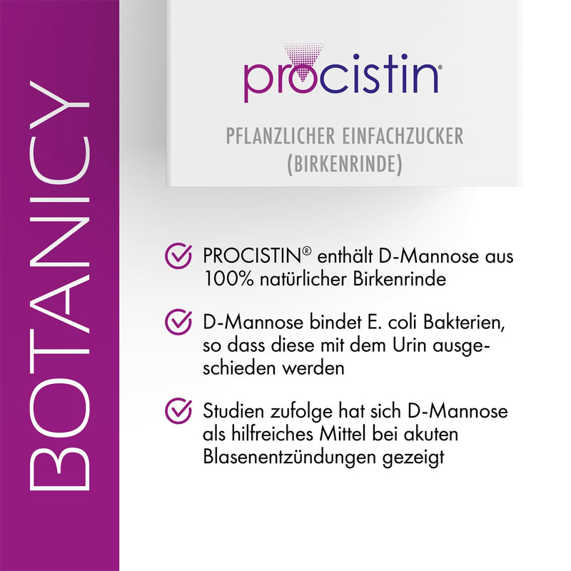[Australia] - BOTANICY D-Mannose + Cranberry Acute - For cystitis & urinary tract infections - PROCISTIN® D-Mannose powder with cranberry extract - including dandelion, without artificial additives & genetic engineering, pack of 5 (60 sticks) 