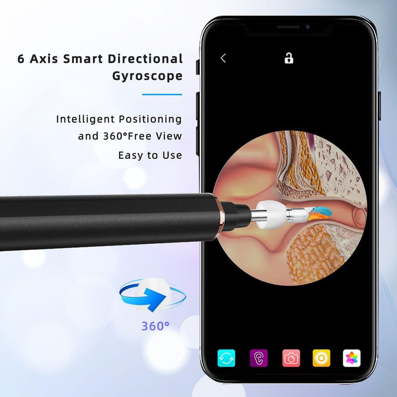 [Australia] - T2 Wireless Wifi Smart Otoscope Earwax Removal Tool Ear Endoscope with Led Light Visual Ear Scope for Adults and Children 