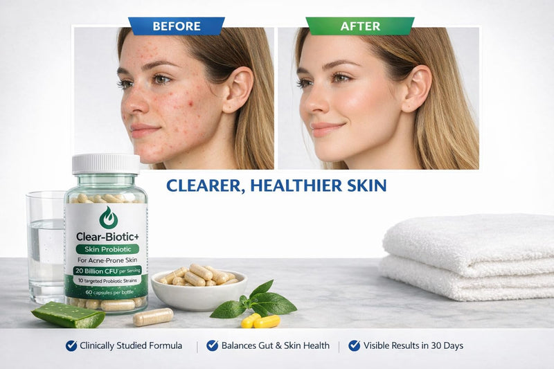 Acne Pills Probiotic Acne Supplements for Teens & Adults Hormonal Acne Vitamins Gut Health for Clear Skin Non-GMO (60 Capsules) Gut Skin Axis