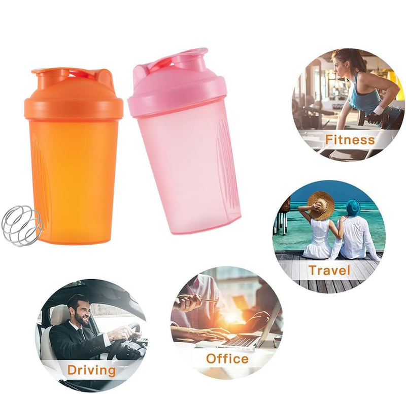 [Australia] - Protein Powder Shaker Bottle Mixed Plastic Workout Water Bottle 400ml with Mix Ball Leak Proof Cap Shaker Cup for Fitness Sports Gym Supplement Drink Bottles Rose 