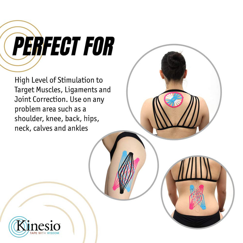 [Australia] - Kinesio Taping - Elastic Therapeutic Athletic Tape Tex Gold FP - Black ‚Äì 2 in. x 16.4 ft - 2 Pack 