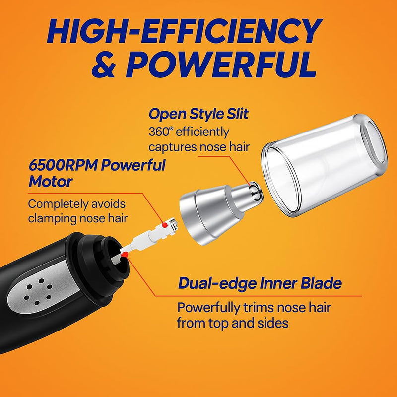 Ear and Nose Hair Trimmer Clipper - 2025 Professional Painless Eyebrow & Facial Hair Trimmer for Men Women, Battery Operated Facial & Eyebrow Hair Remover, Dual-Edge Blades, Painless Grooming Silver/Black