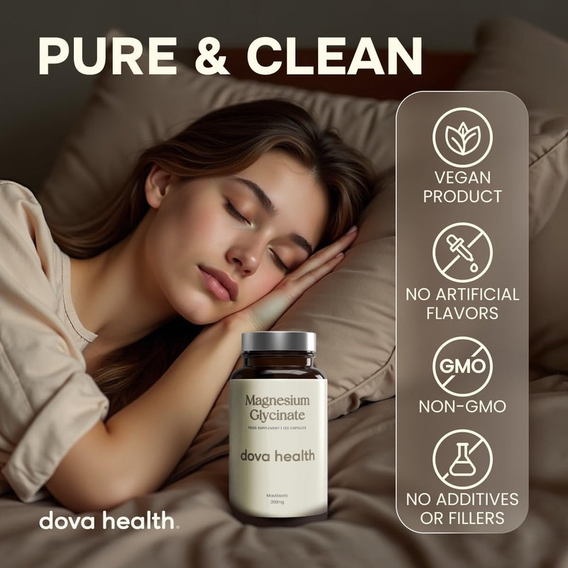 Glycinate 300mg - High Absorption Chelated Magnesium Bisglycinate - Pure Magnesium Supplement for Sleep, Stress Relief, Muscle & Bone Support - 120 Vegan Capsules, Made in UK