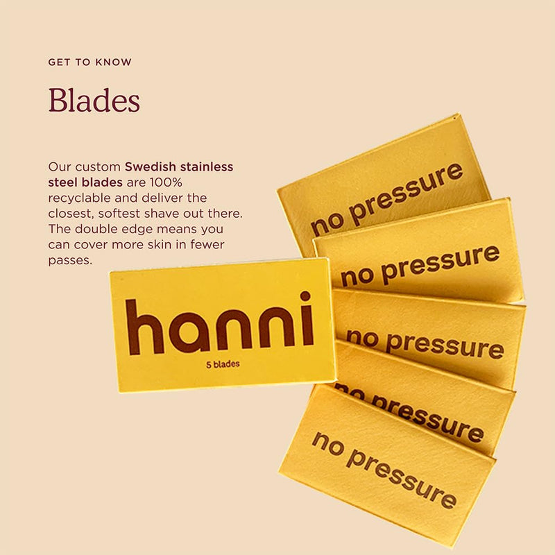 [Australia] - HANNI Safety Razor Blades, Double Edge, Single Blade Refills, Women Shaving for Sensitive or Any Body Area, Stainless Steel Swedish Blade for Smooth Skin Shave (1 Pack, 50, Count) 50 Count (Pack of 1) 