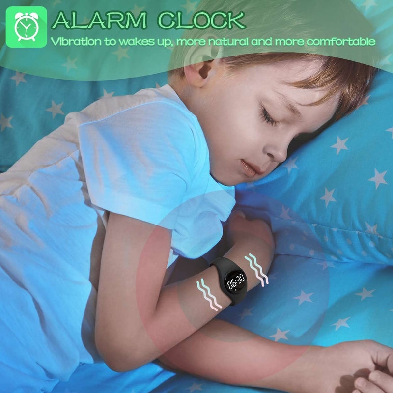 [Australia] - Kids Led Digital Pedometer Watch, Steps Counter, Waterproof Wristwatch, Vibrating Alarm Clock, Stopwatch, Great Gift for Kids Children Teens Girls Boys(Green) Green 