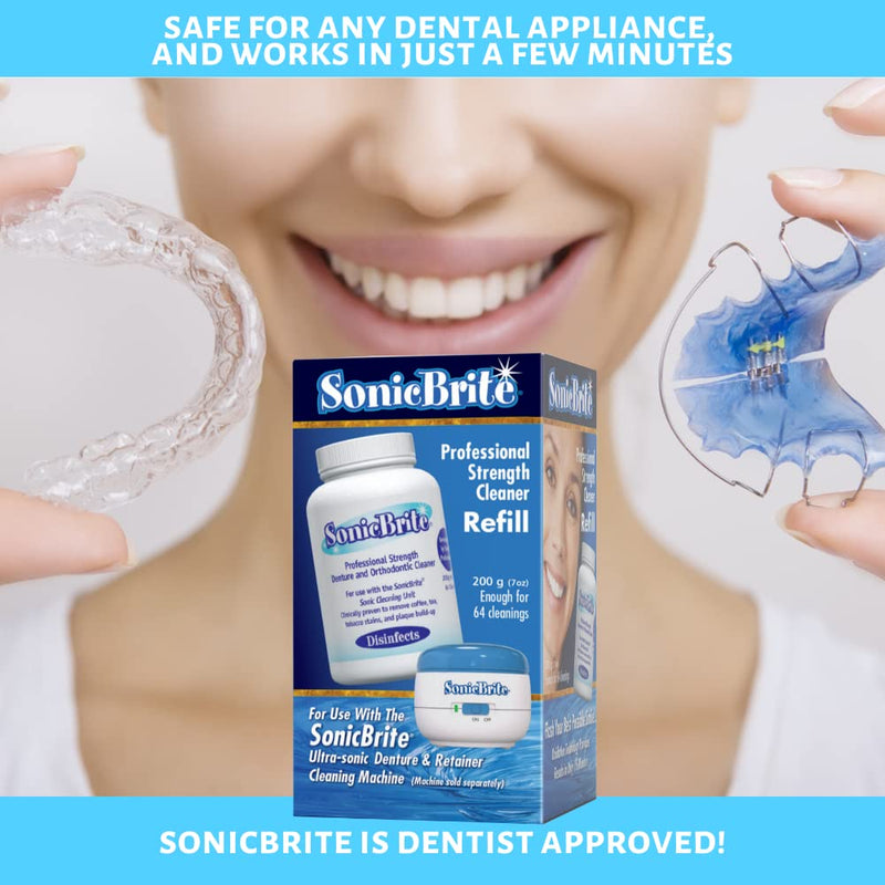 High Intensity Dental Cleaning Powder — Freshen Your Dentures, Retainers, Night Guards and Aligners — Powerful Formula Removes Stains, & Plaque