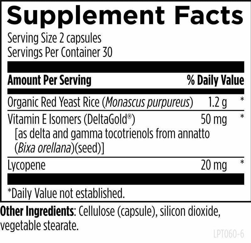 [Australia] - Designs for Health Red Yeast Rice with Tocotrienols + Lycopene - Lipotrienols RYR, 1200mg RYR to Support Cardiovascular Health + Maintenance of Lipid Levels in Normal Range - Vegan (60 Capsules) Standard Packaging 