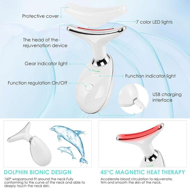 Facial Massager Face and Neck, Face 𝖲 culpting Wand Tool with 7 Color - Birthday, Christmas, Mothers Day, Valentines Day Gifts for Her Women Mom Best Friend Wife Teacher (White) White