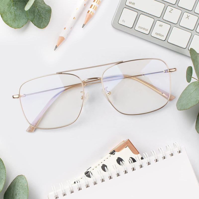 [Australia] - LINVO glasses without prescription for men and women, classic metal frame glasses frame, vintage aviator glasses, fake glasses, silver 