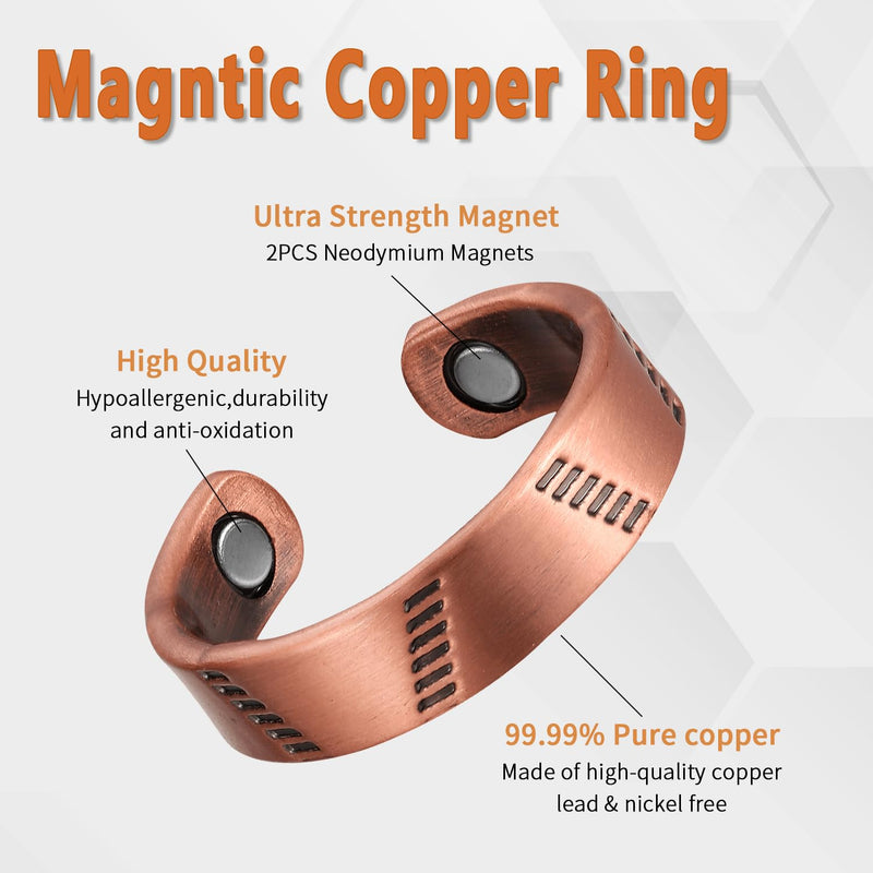 [Australia] - BioMag 3Pcs Lymphatic Drainage Copper Ring for Men Women, 99.99% Pure Copper Magnetic Rings, Jewelry Box Style A 