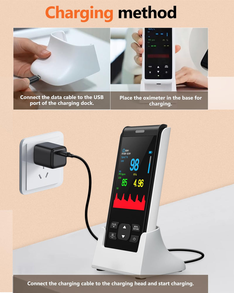 [Australia] - Pulse Oximeter Rechargeable Fingertip Pulse Ox, Handheld Pulse Oximeter, HealthTree Finger Blood Oxygen Saturation Monitor with SpO2 & Pulse Rate, Portable Oxygen Meter Finger for Adults For Adult 