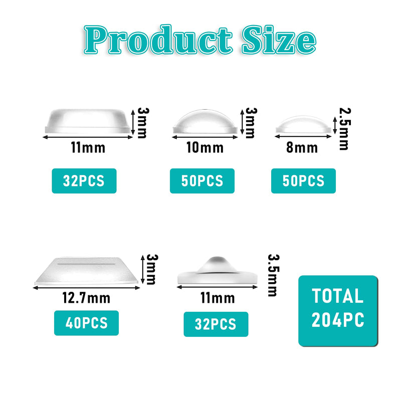 [Australia] - Pack of 204 Bump Dots for the visually impaired, self-adhesive Braille stickers made of silicone, various designs, Bump Dots for blind people with visual impairment, tactile stickers in different sizes for Seni 