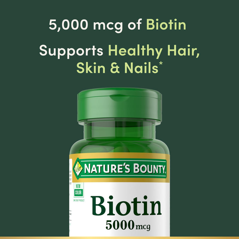 Nature's Bounty Biotin, 5000mcg, 72 Softgels | Supports Metabolism for Cellular Energy and Healthy Hair, Skin, and Nails 72 Count (Pack of 1)