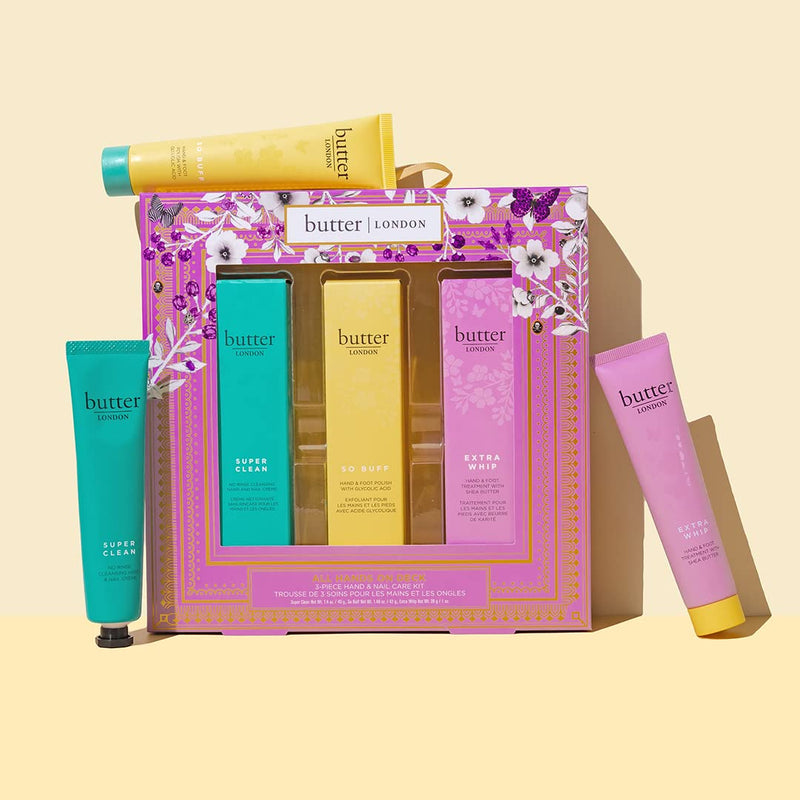 [Australia] - butter LONDON All Hands on Deck 3-Piece Hand & Nail Care Kit, Helps Moisturize & Restore Skin, At Home Manicure Prep, Vegan, Cruelty & Paraben Free 1 Ounce (Pack of 1) 