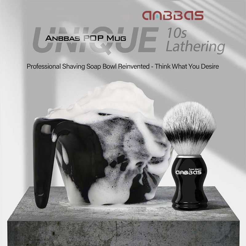 [Australia] - Anbbas Faux Badger Bristles Shaving Brush with Food-Grade Melamine POP Mug for Lathering and 3.5oz Shaving Soap Refill for Men Wet Shave,Women Girls Hair Removal Black 