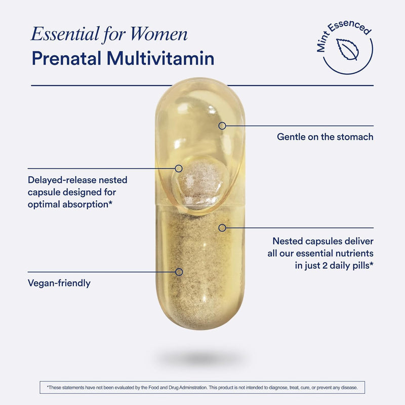 Ritual Women's Prenatal Multivitamins - 60 Capsules - 30 Servings | Clinical-Backed- Key Essential Vitamins and Minerals to Support Mom and Baby During Pregnancy* - Choline - Vegan - Mint