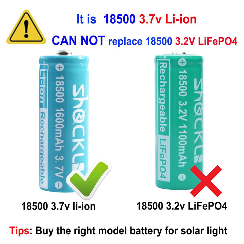 [Australia] - 18500 3.7V Rechargeable Batteries, Shockli 18500 3.7V Li-ion 1600mAh Rechargeable Battery with Button top- (4 Pack) 4-Pack 