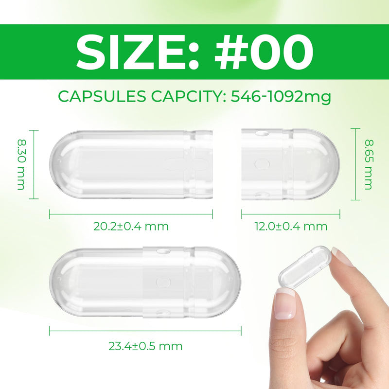 Vegan Capsules Size 00 Empty Plant Based Clear (5,000 Count) Gluten Free, Non-GMO, Halal Certified Pill Caps Filling Kit with 2 Spoons for Vegetarian DIY Your Own Supplements 5000 Count (Pack of 1)