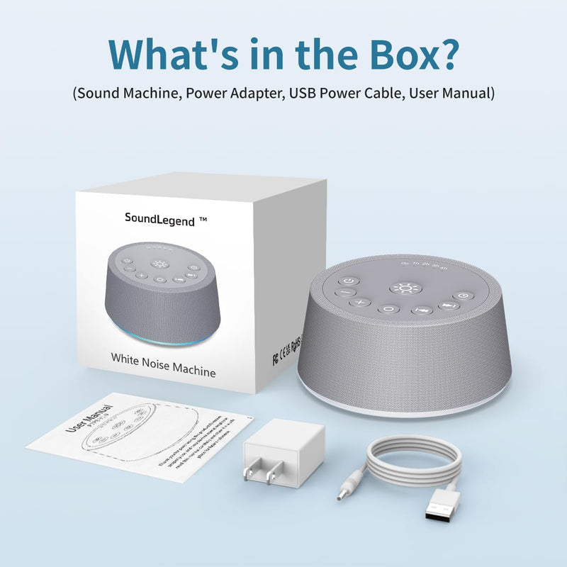 [Australia] - SoundLegend Sleep White Noise Sound Machines 32-Level Volume 30 Sounds 12 Colors Light 5 Timers Adjustable Light Brightness Compact for Everyone Travel Gift Memory Function Grey 
