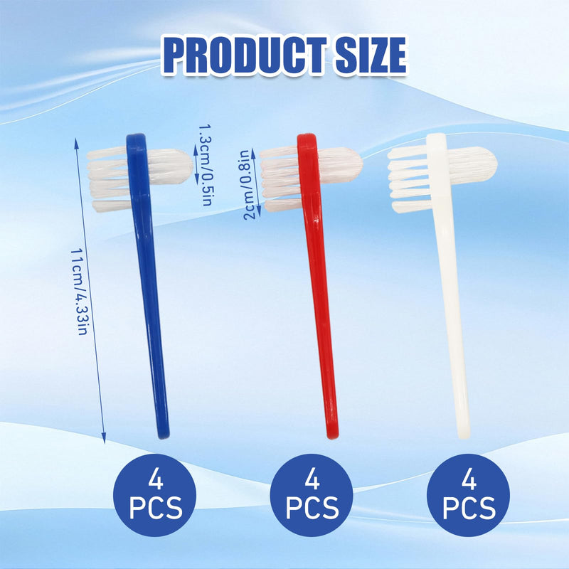 [Australia] - 12pcs Denture Brush Dual, Head Portable Firm Hard Bristle Denture Toothbrush,Denture Cleaning Brush Retainer Brush Dental Toothbrush for False Teeth, Clear Braces and Mouth Guards(White,Blue, RedÔºâ 