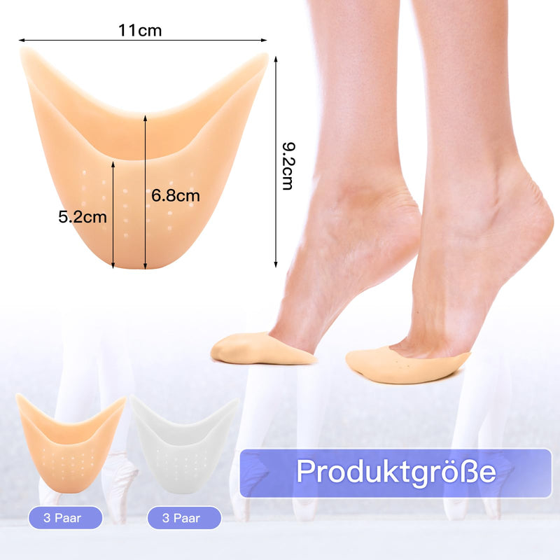 [Australia] - ZYNERY 6 pairs of silicone toe protectors, ballet pointe shoes protectors, gel toe caps, pointe shoes protectors, ballet shoes silicone toe pads, ballet toe pads for ballet shoes 
