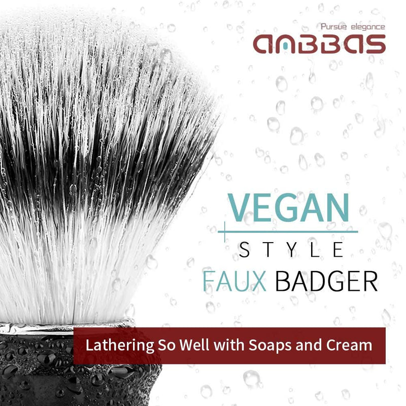 [Australia] - Anbbas Synthetic Badger Hair Shaving Brush,Stainless Steel Shaving Soap Bowl and Higher Brush Holder Stand Set for Men Wet Shave Silver-upgraded 