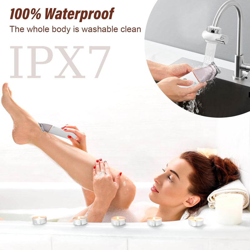 [Australia] - Bikini Trimmer for Women and Men,5-in-1 Wet/Dry Body Hair Trimmer,Gentle Hair Removal Shaver for Full Body Groomer,Electric Razor Shaver with USB Charge Dock-No Nick, No Cut, No Razor Burn,Pink Pink 