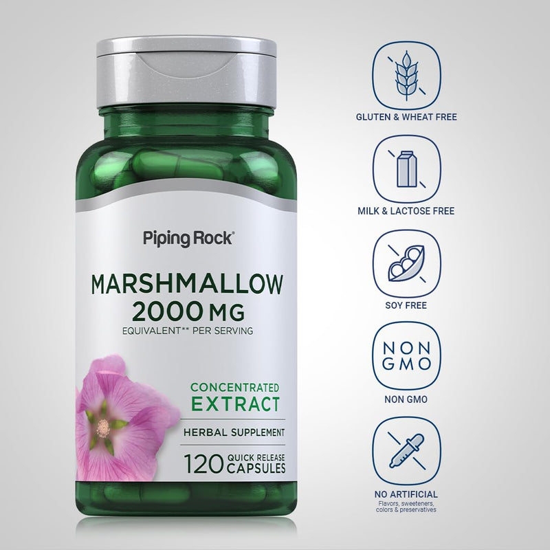 [Australia] - Piping Rock Marshmallow Root Capsules | 2000mg | 120 Count | Herbal Concentrated Extract Supplement | Non-GMO, Gluten Free Supplement 