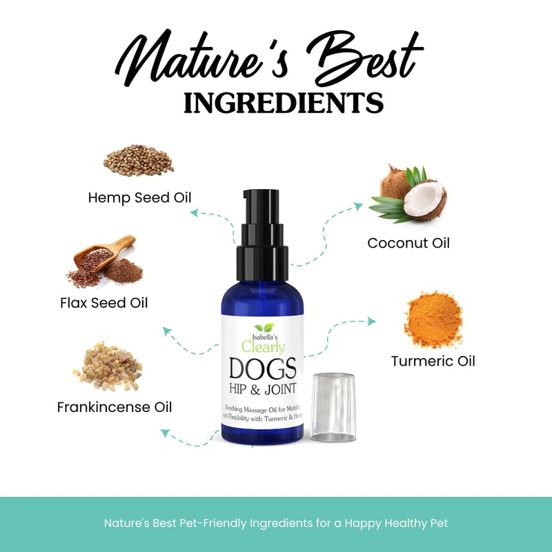 HIP & JOINT Massage Oil for Dogs with Flax Seed and Turmeric Oils | Pet Safe Essential Oils Support Mobility, Flexibility, Ease Tension and Discomfort - Vegan Pet Product Made in USA - PawsPlanet Australia