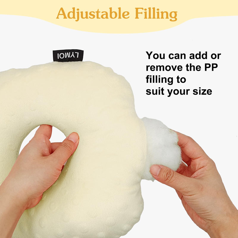 [Australia] - Ear Piercing Pillow for Side Sleepers, Side Sleeping Pillow, Ear Hole Pillow for Ear Pain CNH Piercing Pain Relief Ear Inflammation Pressure Sores Minky Dot (Beige Yellow) Beige Yellow Small 