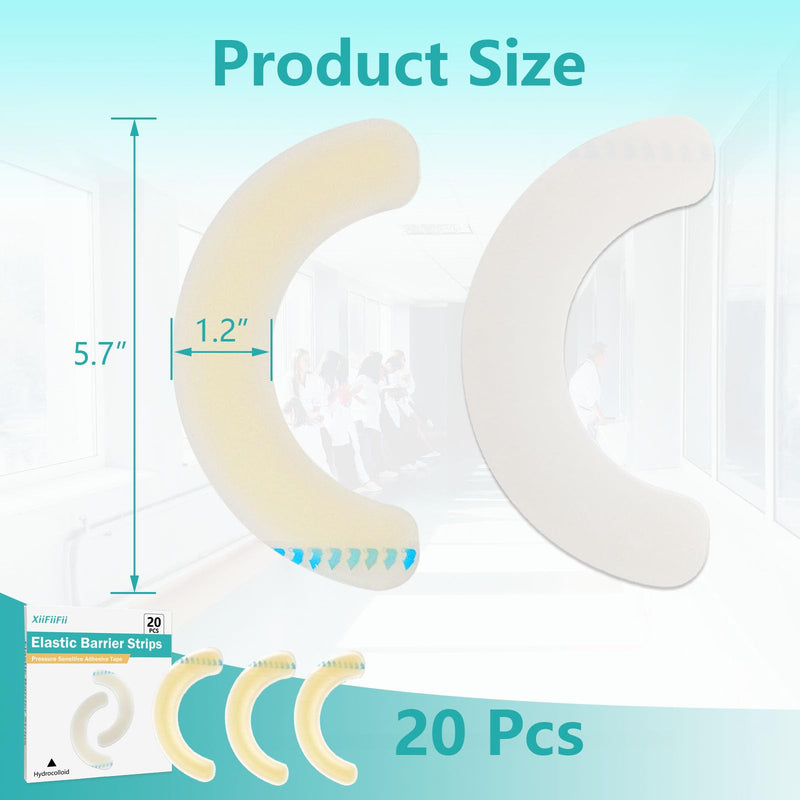 [Australia] - 20 Pcs Elastic Ostomy Barrier Strips, Medical Grade Hydrocolloid Waterproof Leak, Pressure Sensitive Skin Adhesive Tape for Ileostomy Bags, Urostomy Barrier Tape for Colostomy Stoma Bags 