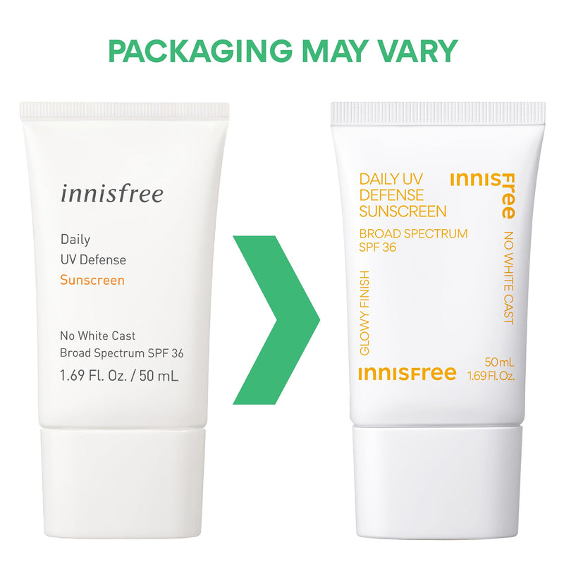 [Australia] - innisfree Daily UV Defense Sunscreen Broad Spectrum SPF 36, Invisible Korean Sunscreen with No White Cast (Packaging May Vary) 1.69 oz / 50 ml 