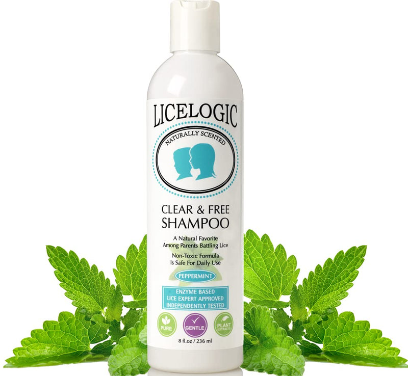 [Australia] - LiceLogic Clear & Free Lice Treatment Shampoo, 8oz, Peppermint - Effective Against Super Lice, Kills Eggs & Nits, Prevents & Repels Lice, Not Toxic, Naturally Derived Licezyme, No Harsh Chemicals 
