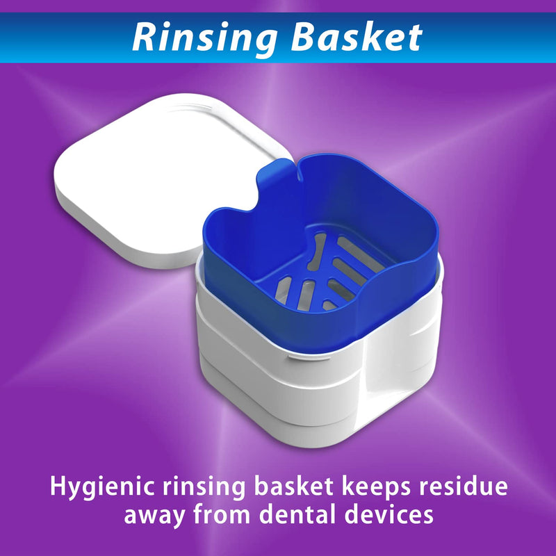 [Australia] - BrightWorks Dental Bath Cleaner Cup Case (3 Pack) for Dentures, Aligners, Retainers, Night Guards, Mouth Guards, Dental Guards, and Dental Appliances. Includes Rinsing Basket, Easy to Use. 