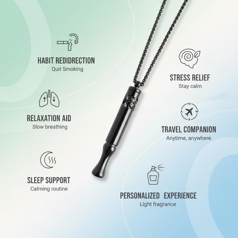 [Australia] - Breathlink Quit Smoking Necklace, Breathing Necklace for Fidget Relief and Smoking Cessation, Breathe Free Aids - Natural Stop Smoking Aid for Anxiety Relief black 