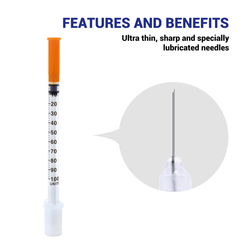 [Australia] - U-100 Insulin Syringe, 31G 5/16‚Äú 1cc Individually Sealed (100 Counts) 