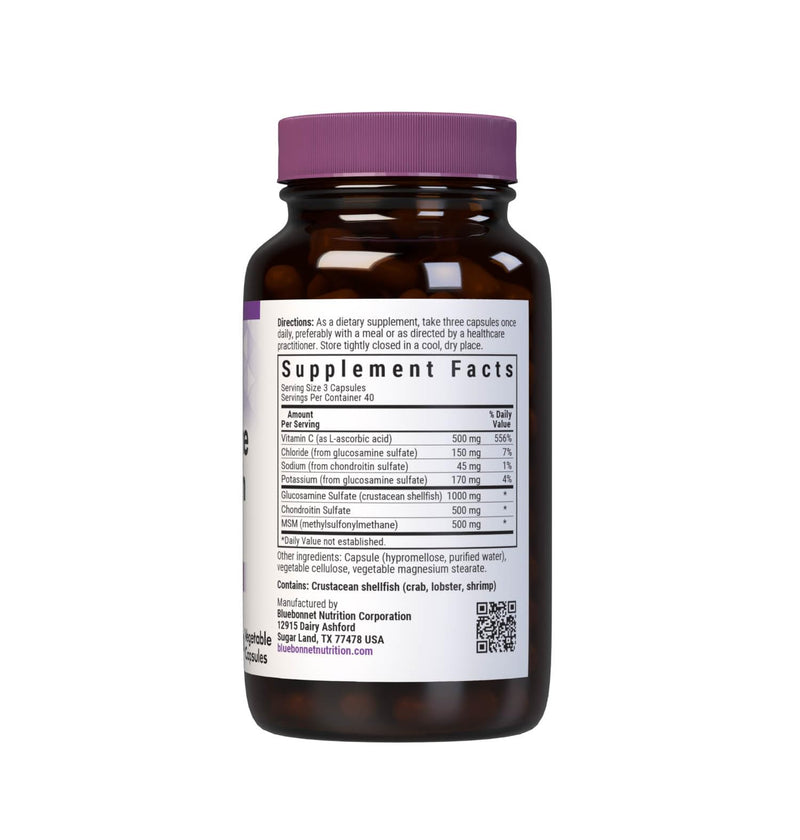 [Australia] - Bluebonnet Nutrition Glucosamine Chondroitin & MSM, Glucosamine, Bone & Joint Health*, Non-GMO, Gluten-Free, Soy-Free, Dairy-Free, 120 Vegetable Capsules, 40 Servings 