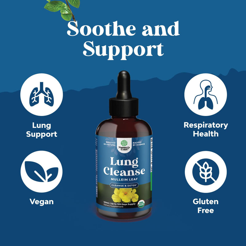 [Australia] - USDA Organic Mullein Leaf Drops - Herbal Lung Detox & Cleanse Marshmallow Root & Mullein Tincture Lung Support Supplement - Mullein Leaf Extract Respiratory Supplement for Sinus Immunity & Breathing 4 Fl Oz (Pack of 1) 