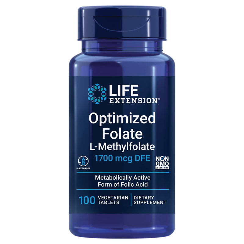 Life Extension Optimized Folate Heart & Brain Support Tablets and Vitamin D3 Bone, Brain & Immune Health Softgels - 100 Tablets, 60 Softgels Unflavored + Vitamin D3 125 mcg 100 Count (Pack of 1)
