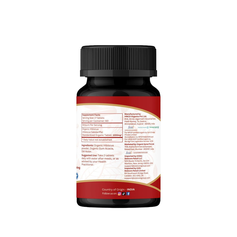 ORGANIC SPREE Hibiscus 120 Tablets | Hibiscus Sabdariffa (Gudhal) | USDA Organic Certified | Dietary Supplement - 120 Tablets*