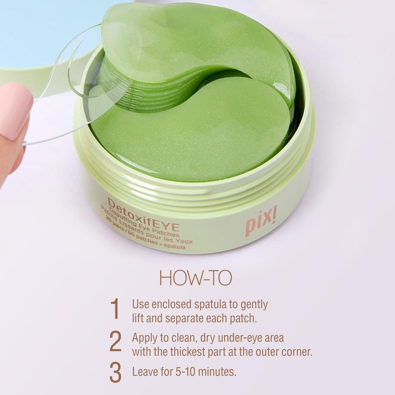 [Australia] - Pixi DetoxifEYE Depuffing Hydrogel Under-Eye Patches, Hyaluronic Acid, Gold & Caffeine Eye Patches For Under Eyes, Hydrate Eye Area, 30 pairs, 60 Patches 60 Count (Pack of 1) 