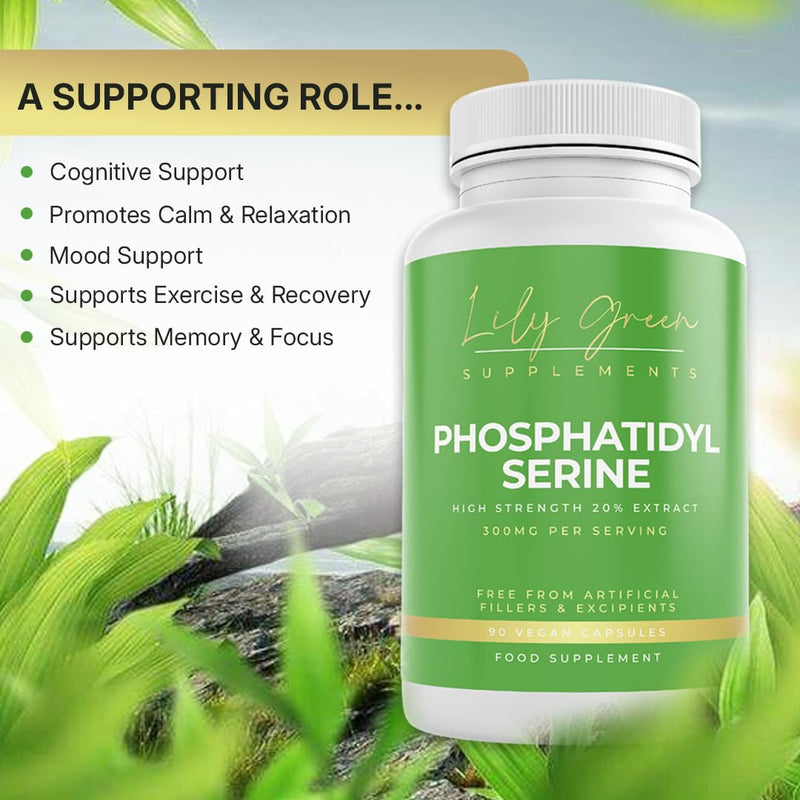 Lily Green Phosphatidylserine Capsules | 300mg Per Serving Cognitive Supplements | High Strength Phosphatidylserine Supplement | Non-GMO & No Artificial Fillers | 90 Vegan Capsules | Made in UK