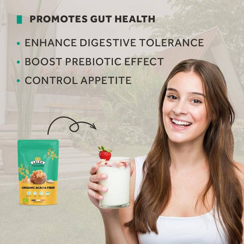 LALEA Organic Acacia Fibre Powder 600 g – Prebiotic Fibre Supplement, 90% Soluble Fibre from Acacia Gum (Gum Arabic) – Gut Health, Digestive Support – Vegan, Keto, Gluten-Free