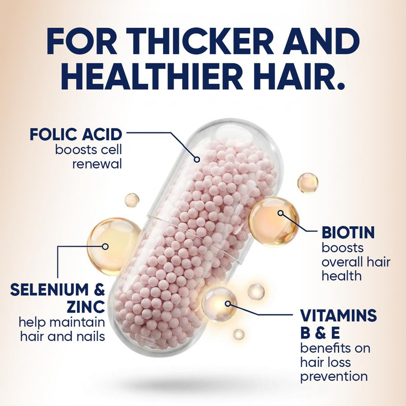 Moerie Ultimate Hair Boost Supplements for Women & Men - Hair, Skin, Nails Vitamins with Biotin & Minerals for Hair Health - Thicker Hair - 60 Capsules