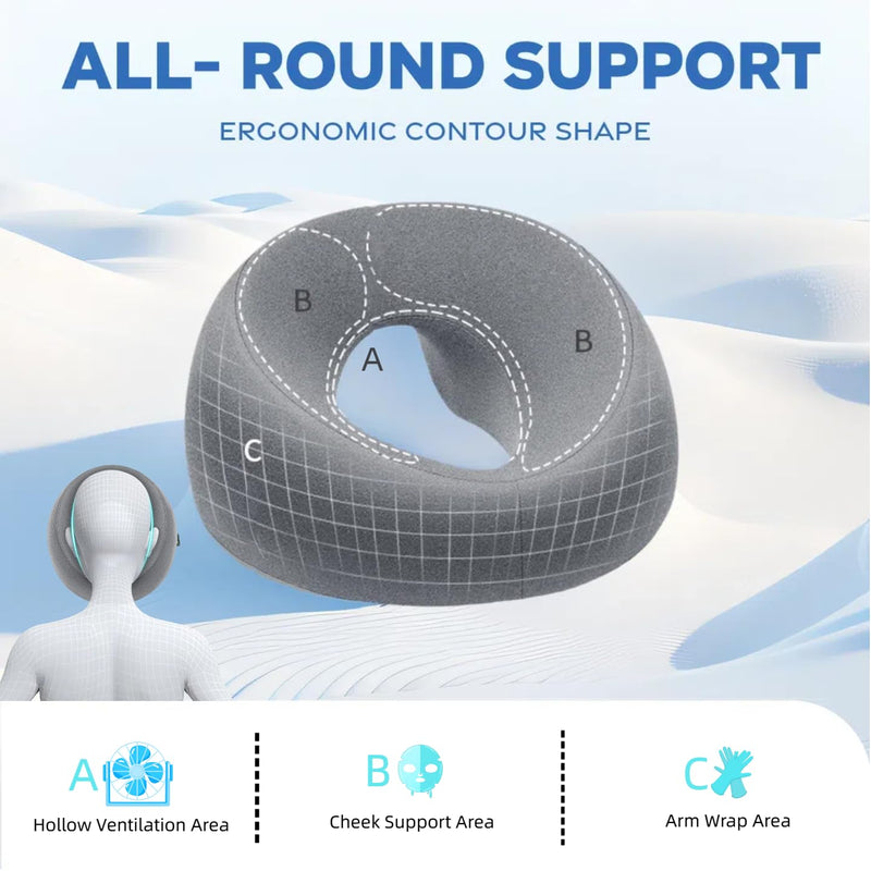 [Australia] - Face Down Pillow,Massage Pillow Face Down,Massage Headrest for Bed,Vacuum Packaging，with 20 Disposable Pillowcases,Skin-Friendly Grey Ergonomic Design Removable Pillowcase 