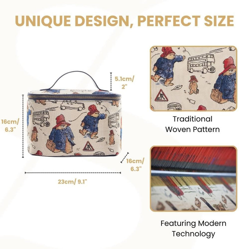 Signare Tapestry Toiletry Bag Makeup Cosmetic Organizer bag for Women with Paddington Bear Design (TOIL-PADD)