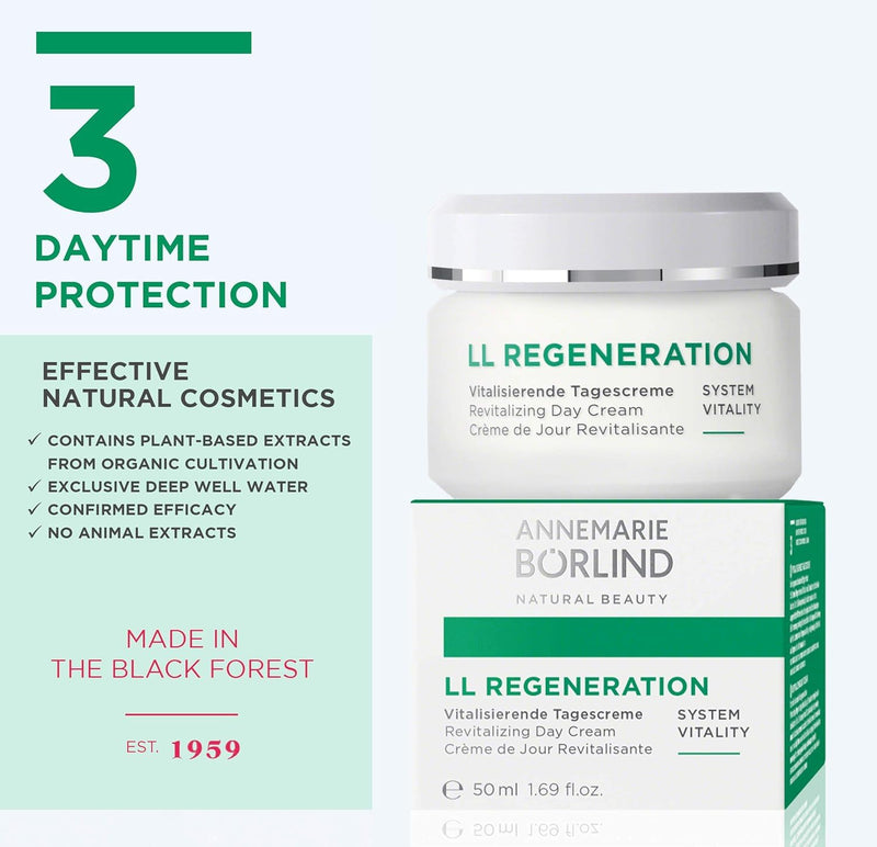 ANNEMARIE BÖRLIND - LL REGENERATION Revitalizing Day Cream - Natural Vitamin C E and Retinoid Anti Aging Face Cream for Visibly Firmer and Wrinkle Free Skin - Step 3 of 5 - 1.69 Fl Oz.