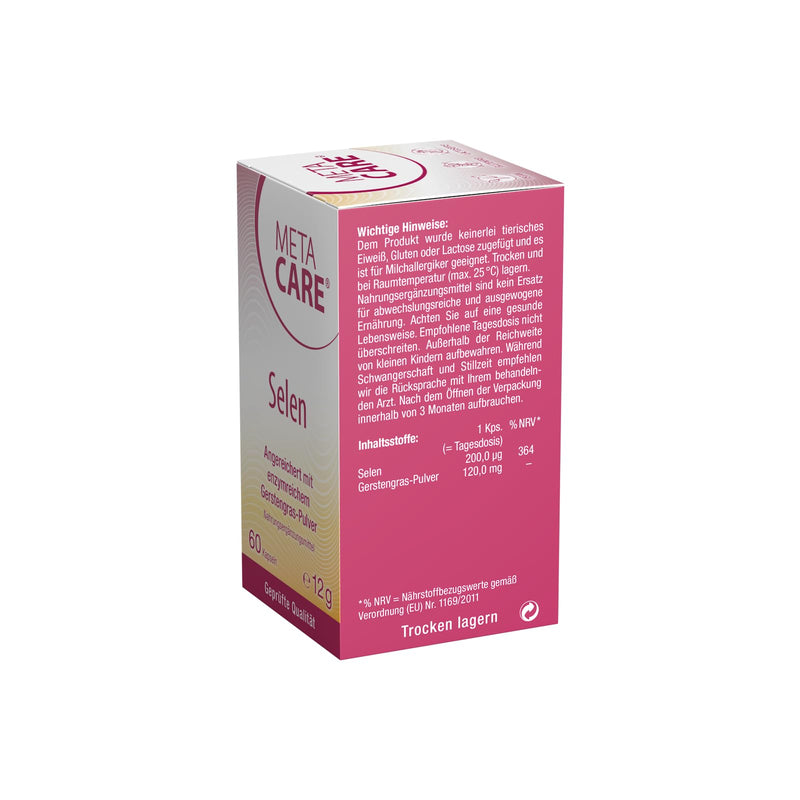 [Australia] - META CARE Selenium - With high-quality barley grass extract - Ideal for increased selenium requirements - High bioavailability - Vegan - 60 capsules 