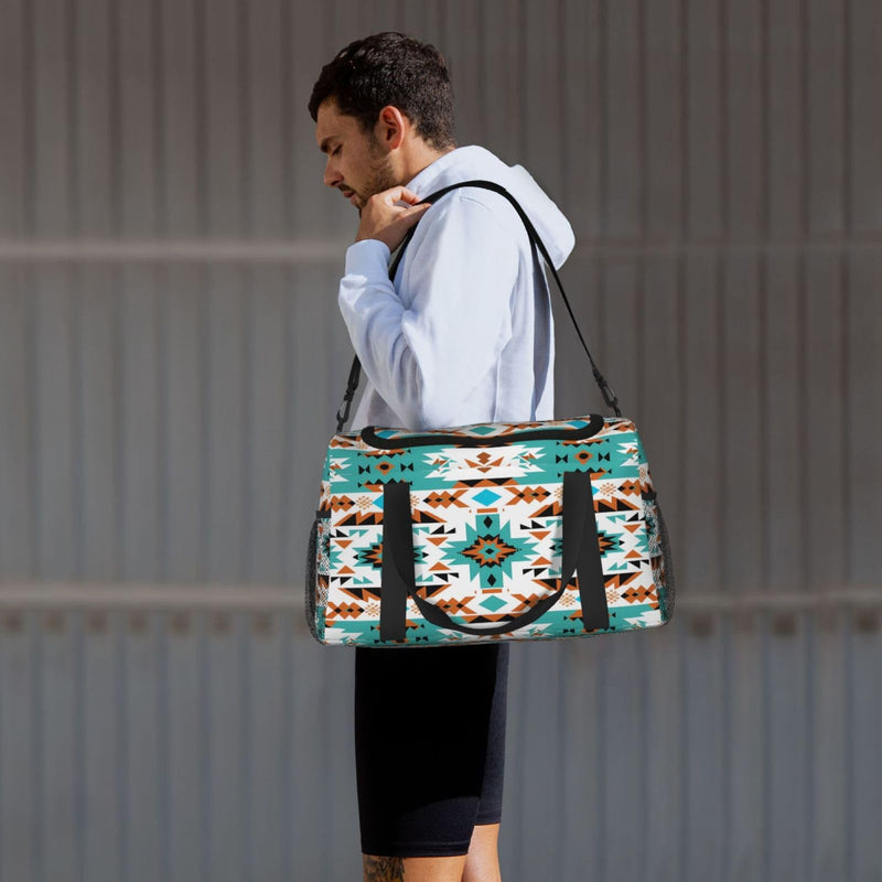 Duffle Bag Western Aztec Print Travel Duffel Bags for Men Women with Adjustable Strap Carry on Gym Bag Overnight Weekender Bag